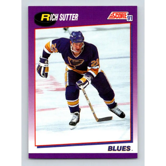 1991-92 Score American #63 Rich Sutter NM-MT St. Louis Blues Hockey Card  Image 1