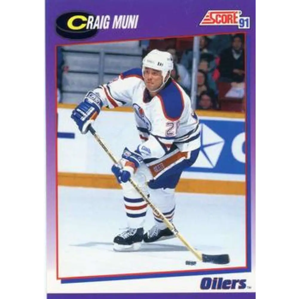1991-92 Score American #67 Craig Muni NM-MT Edmonton Oilers Hockey Card  Image 1