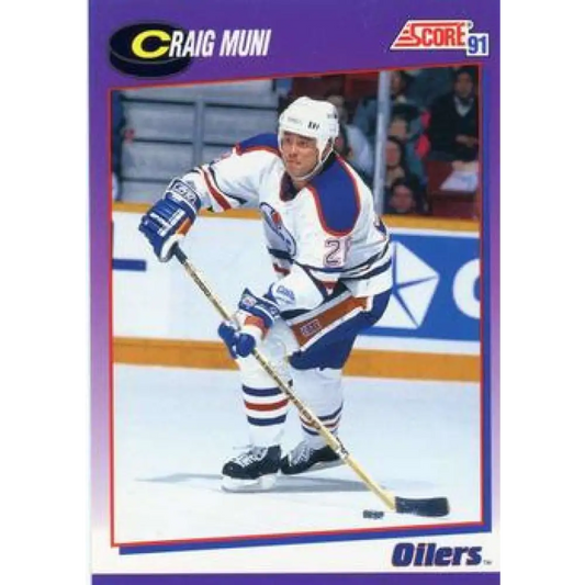 1991-92 Score American #67 Craig Muni NM-MT Edmonton Oilers Hockey Card  Image 1