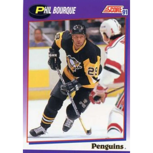 1991-92 Score American #69 Phil Bourque NM-MT Pittsburgh Penguins Hockey Card  Image 1