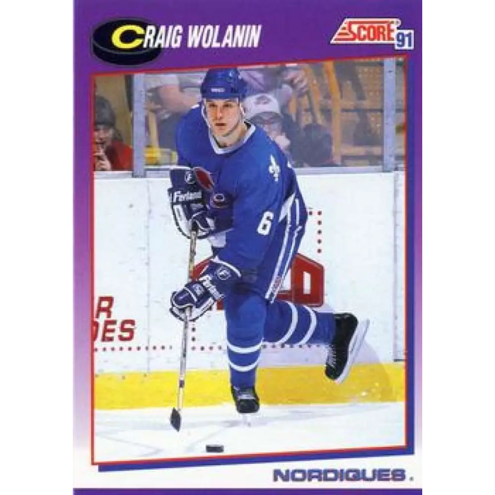 1991-92 Score American #74 Craig Wolanin NM-MT Quebec Nordiques Hockey Card  Image 1