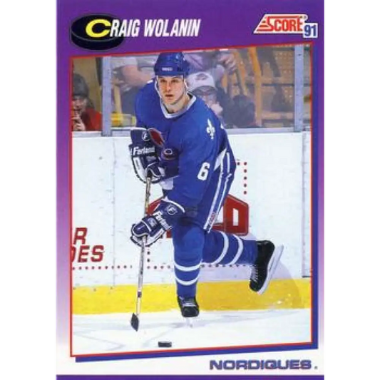1991-92 Score American #74 Craig Wolanin NM-MT Quebec Nordiques Hockey Card  Image 1