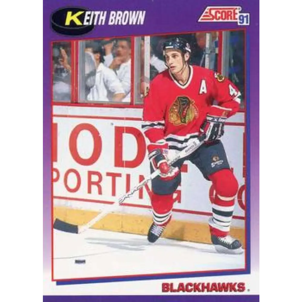 1991-92 Score American #76 Keith Brown NM-MT Chicago Blackhawks Hockey Card  Image 1