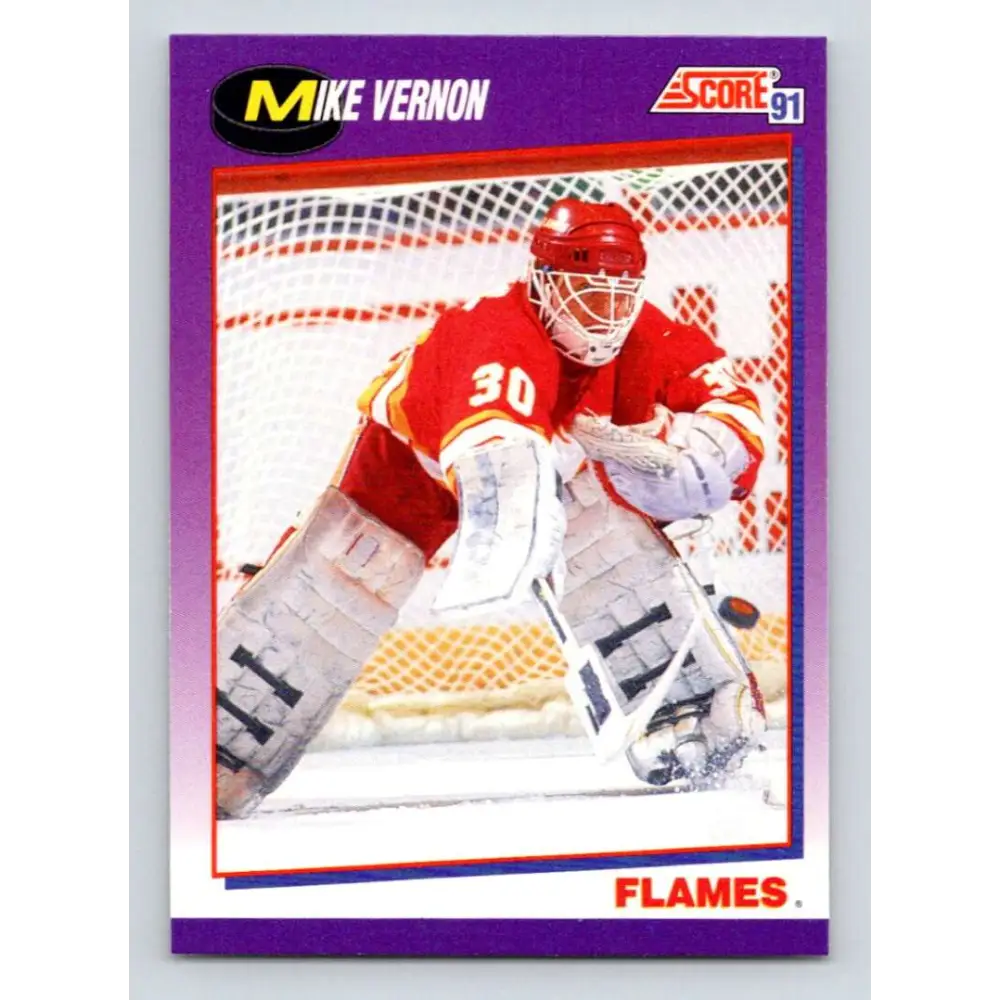 1991-92 Score American #80 Mike Vernon NM-MT Calgary Flames Hockey Card  Image 1