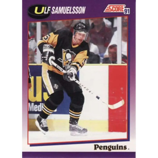 1991-92 Score American #82 Ulf Samuelsson NM-MT Pittsburgh Penguins Hockey Card  Image 1