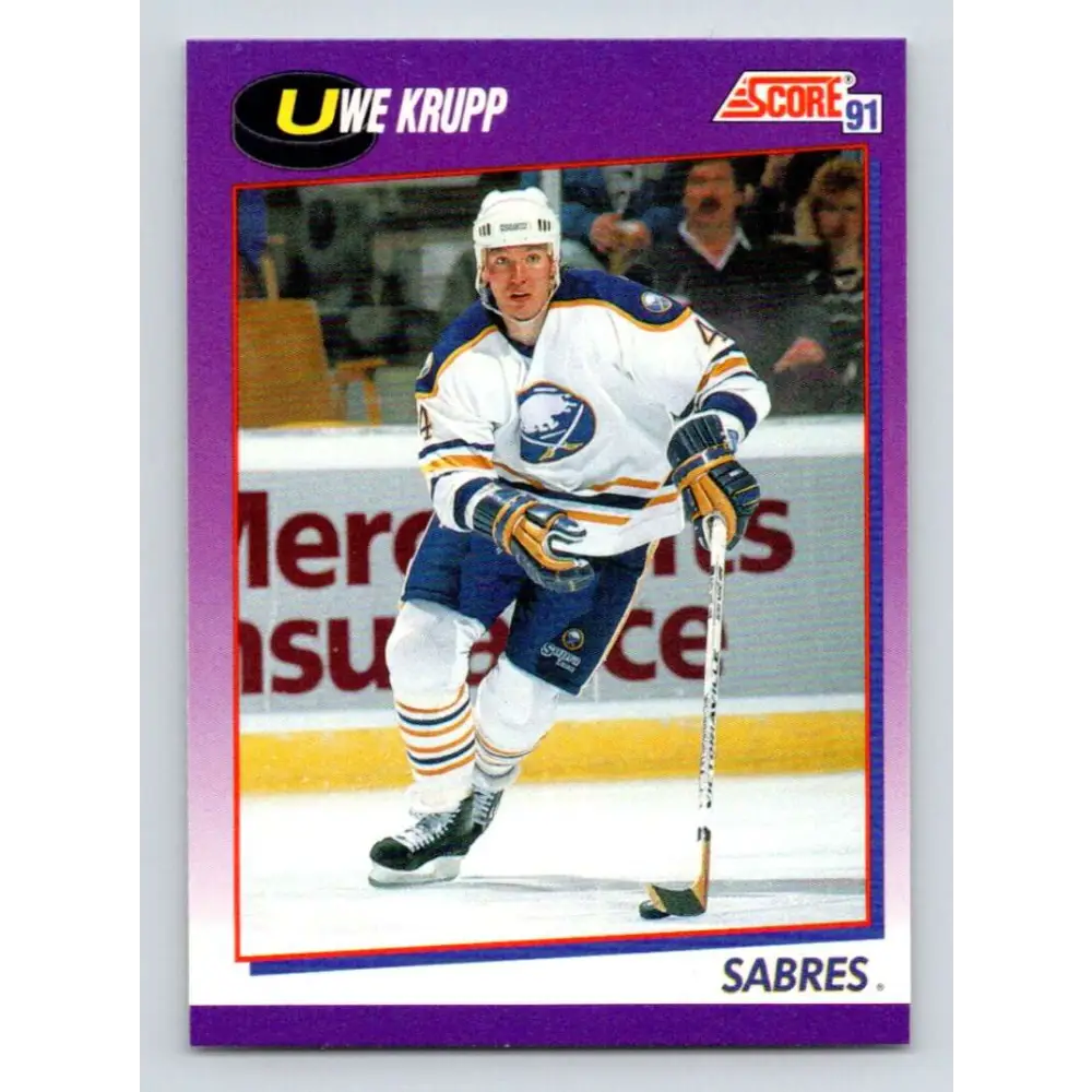 1991-92 Score American #84 Uwe Krupp NM-MT Buffalo Sabres Hockey Card  Image 1