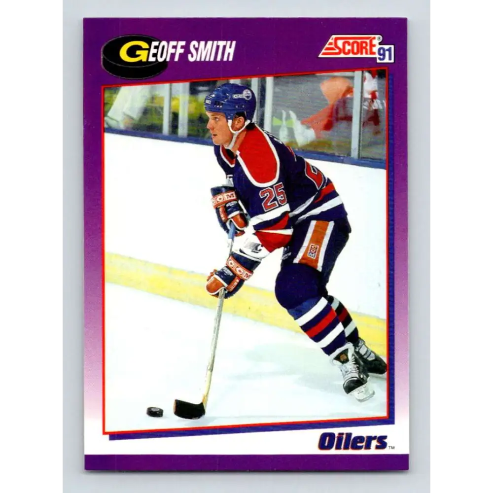 1991-92 Score American #87 Geoff Smith NM-MT Edmonton Oilers Hockey Card  Image 1