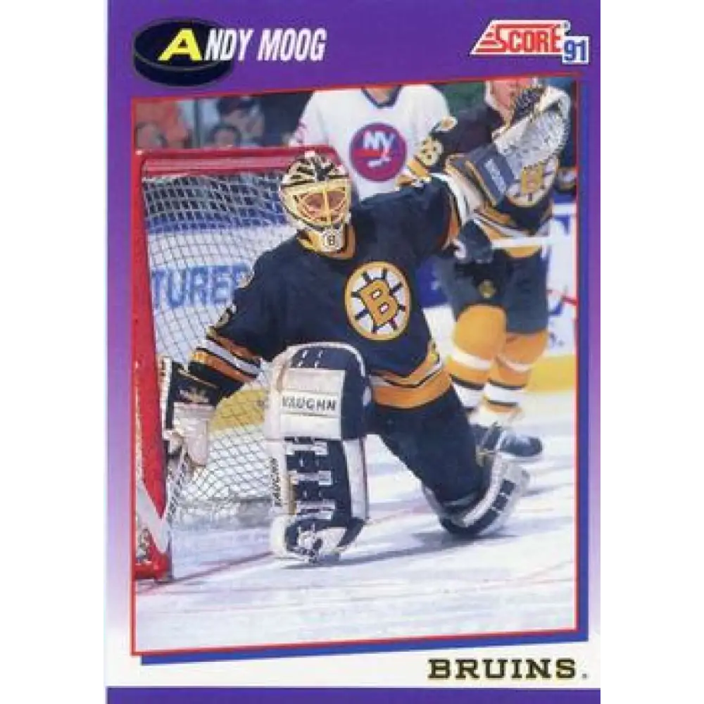1991-92 Score American #90 Andy Moog NM-MT Boston Bruins Hockey Card  Image 1