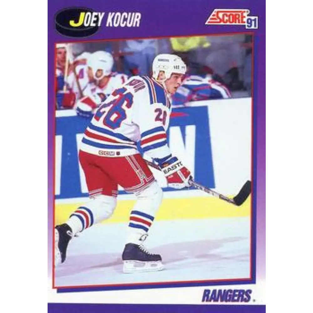 1991-92 Score American #92 Joey Kocur NM-MT New York Rangers Hockey Card  Image 1