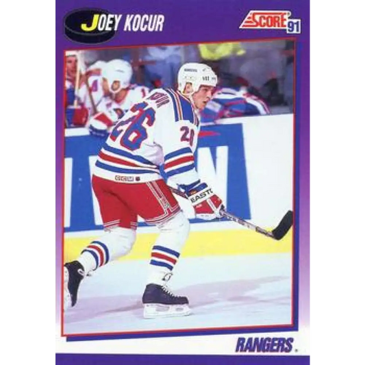 1991-92 Score American #92 Joey Kocur NM-MT New York Rangers Hockey Card  Image 1