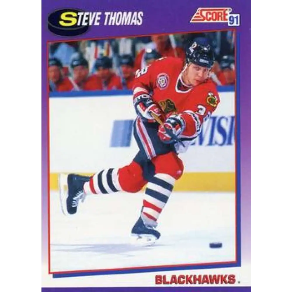 1991-92 Score American #94 Steve Thomas NM-MT Chicago Blackhawks Hockey Card  Image 1