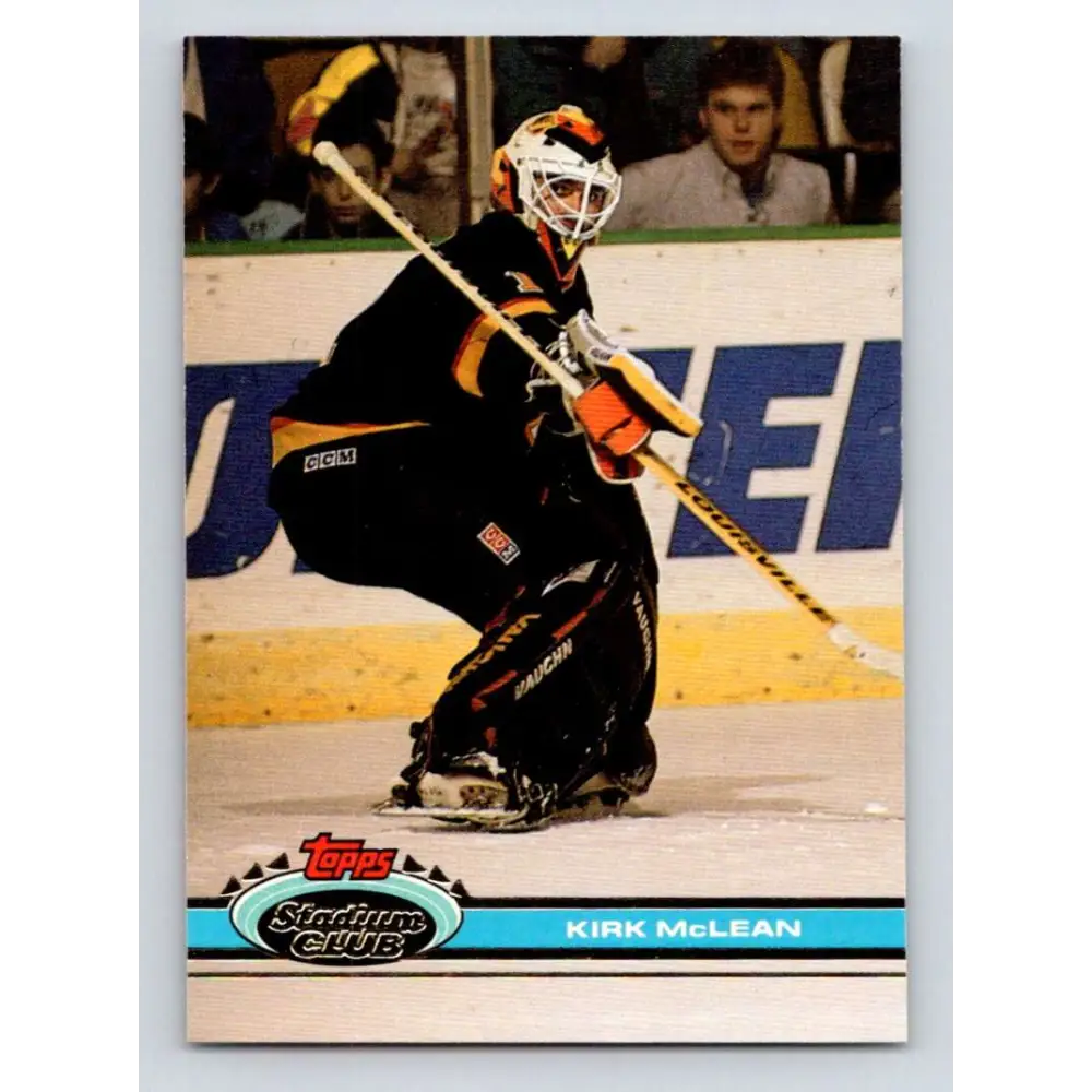 1991-92 Topps Stadium Club #105 Kirk McLean NM-MT Vancouver Canucks Hockey Card Image 1