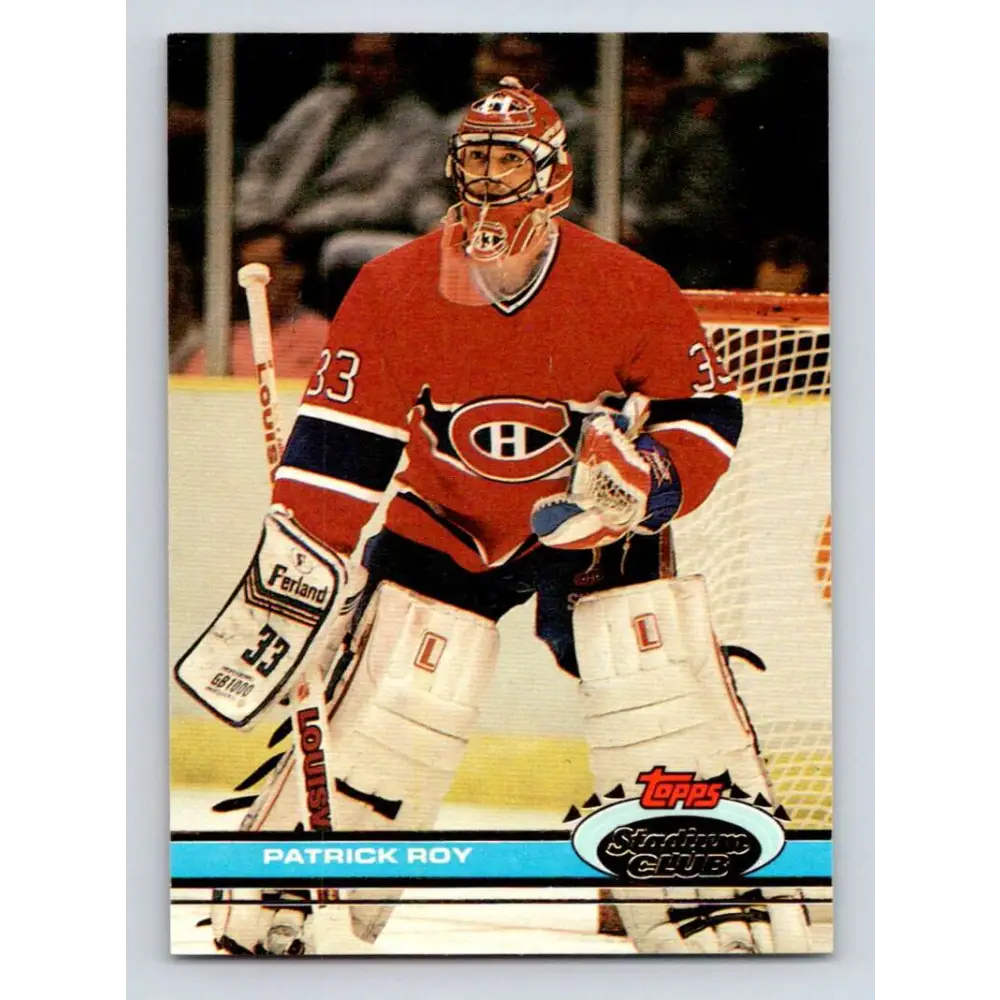 1991-92 Topps Stadium Club #107 Patrick Roy NM-MT Montreal Canadiens Hockey Card Image 1