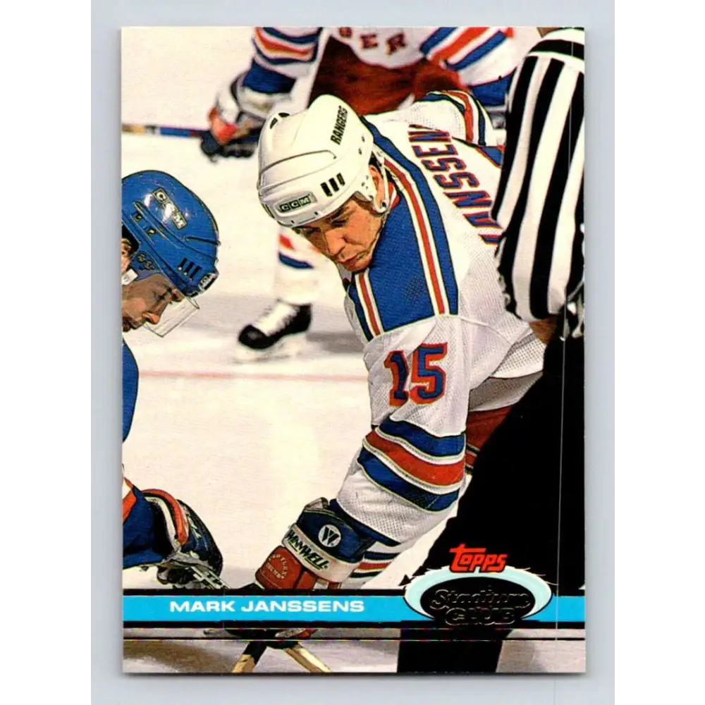 1991-92 Topps Stadium Club #113 Mark Janssens NM-MT New York Rangers Hockey Card Image 1