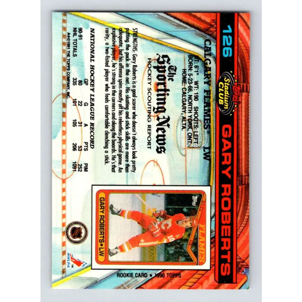 1991-92 Topps Stadium Club #126 Gary Roberts NM-MT Calgary Flames Hockey Card Image 2