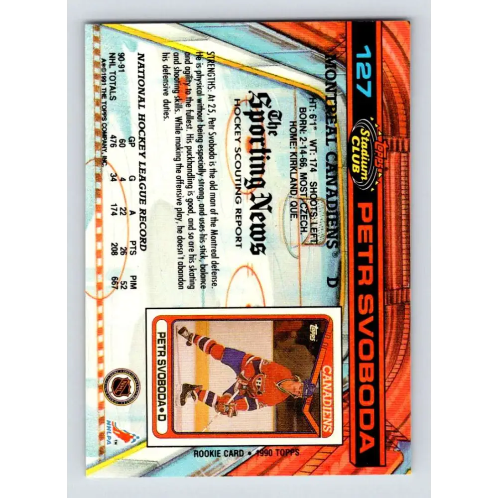 1991-92 Topps Stadium Club #127 Petr Svoboda NM-MT Montreal Canadiens Hockey Card Image 2