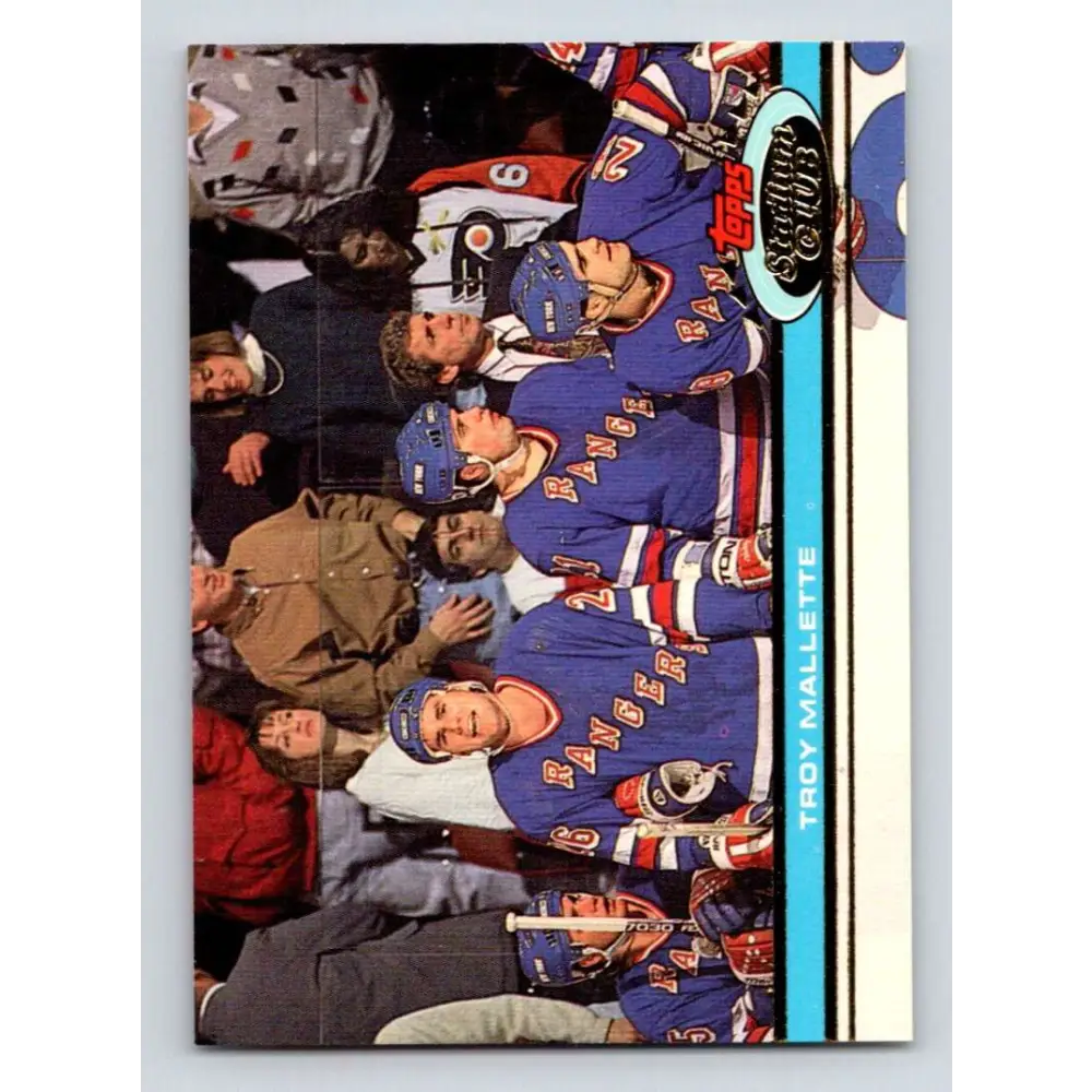 1991-92 Topps Stadium Club #134 Troy Mallette NM-MT New York Rangers Hockey Card Image 1