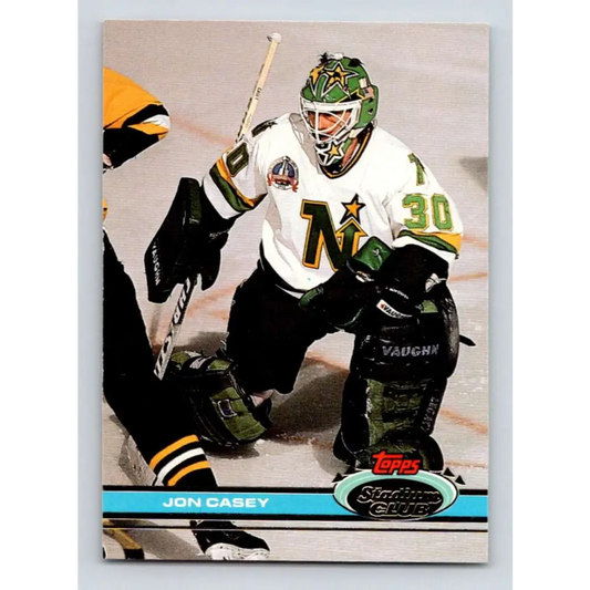 1991-92 Topps Stadium Club #138 Jon Casey NM-MT Minnesota North Stars Hockey Card Image 1