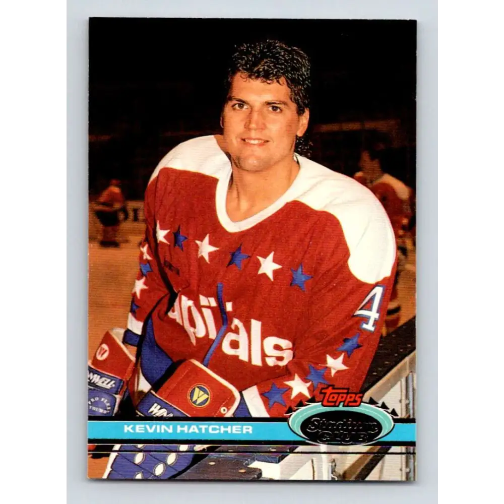 1991-92 Topps Stadium Club #140 Kevin Hatcher NM-MT Washington Capitals Hockey Card Image 1