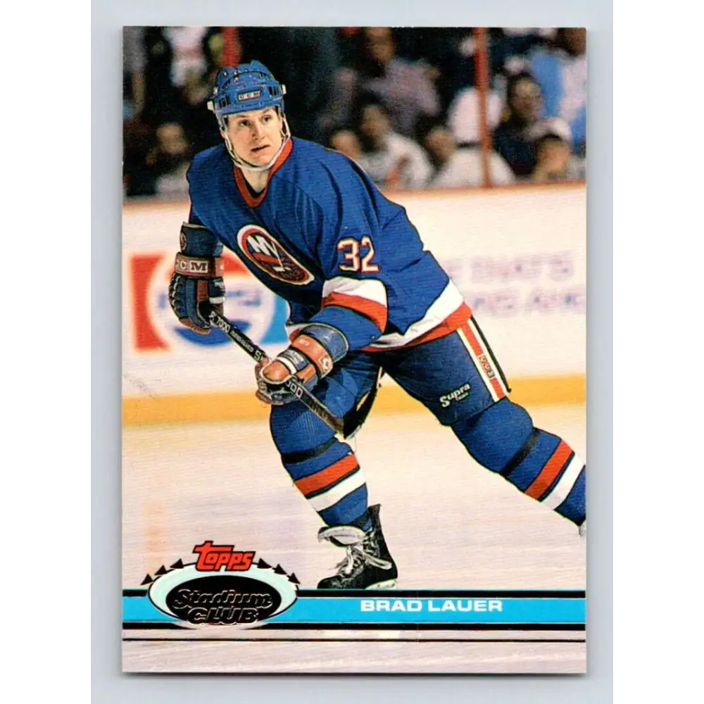 1991-92 Topps Stadium Club #142 Brad Lauer NM-MT New York Islanders Hockey Card Image 1