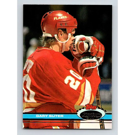 1991-92 Topps Stadium Club #143 Gary Suter NM-MT Calgary Flames Hockey Card Image 1