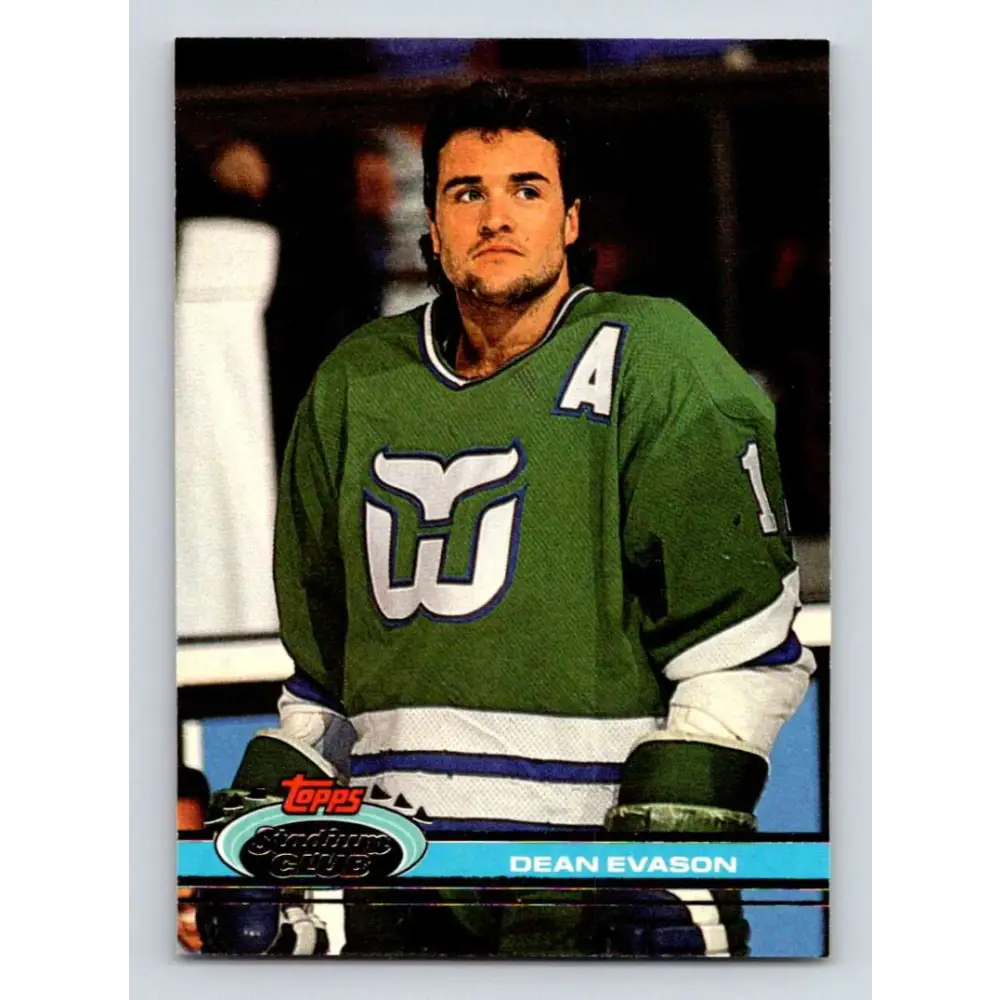 1991-92 Topps Stadium Club #145 Dean Evason NM-MT Hartford Whalers Hockey Card Image 1