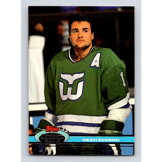 1991-92 Topps Stadium Club #145 Dean Evason NM-MT Hartford Whalers Hockey Card Image 1