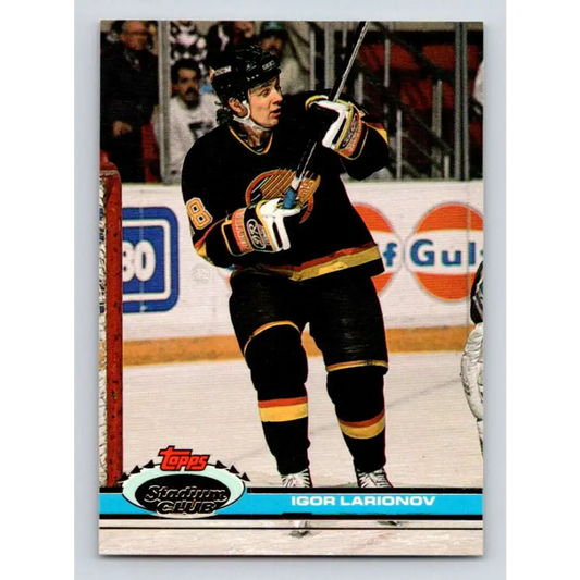 1991-92 Topps Stadium Club #150 Igor Larionov NM-MT Vancouver Canucks Hockey Card Image 1