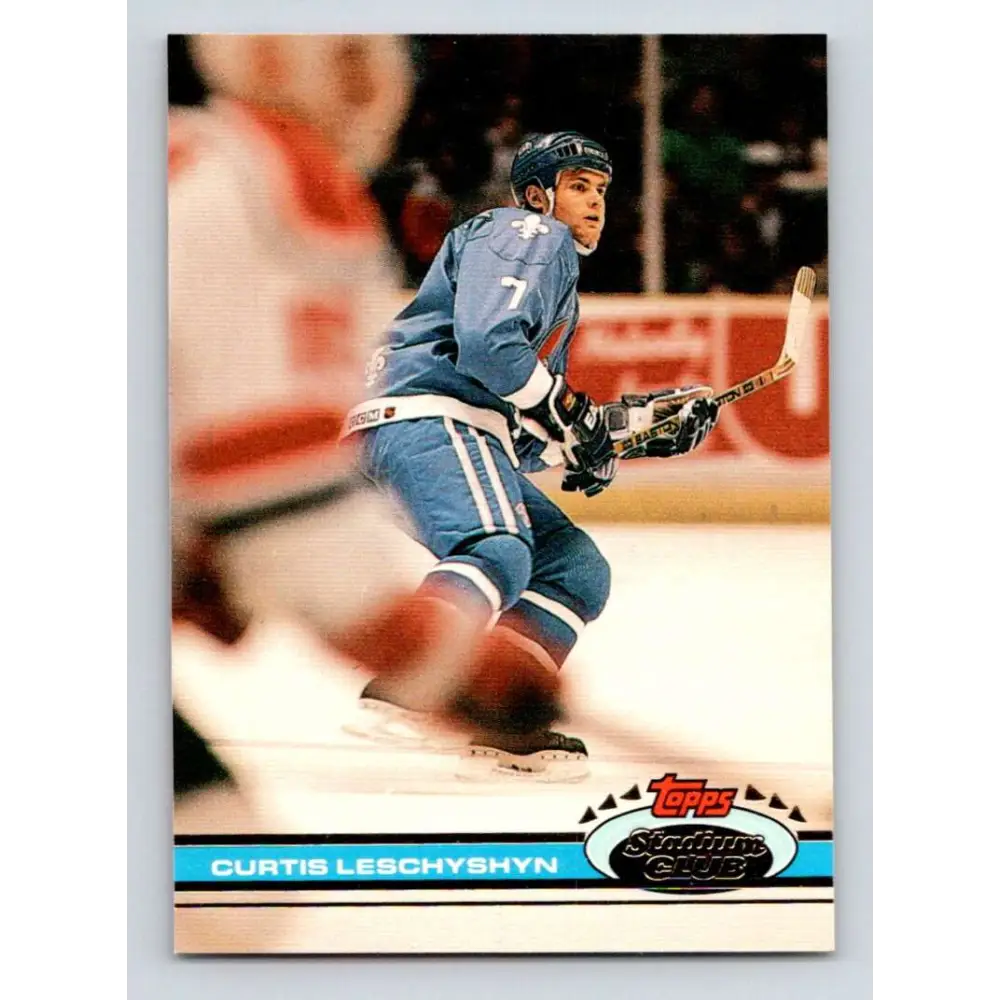 1991-92 Topps Stadium Club #156 Curtis Leschyshyn NM-MT Quebec Nordiques Hockey Card Image 1