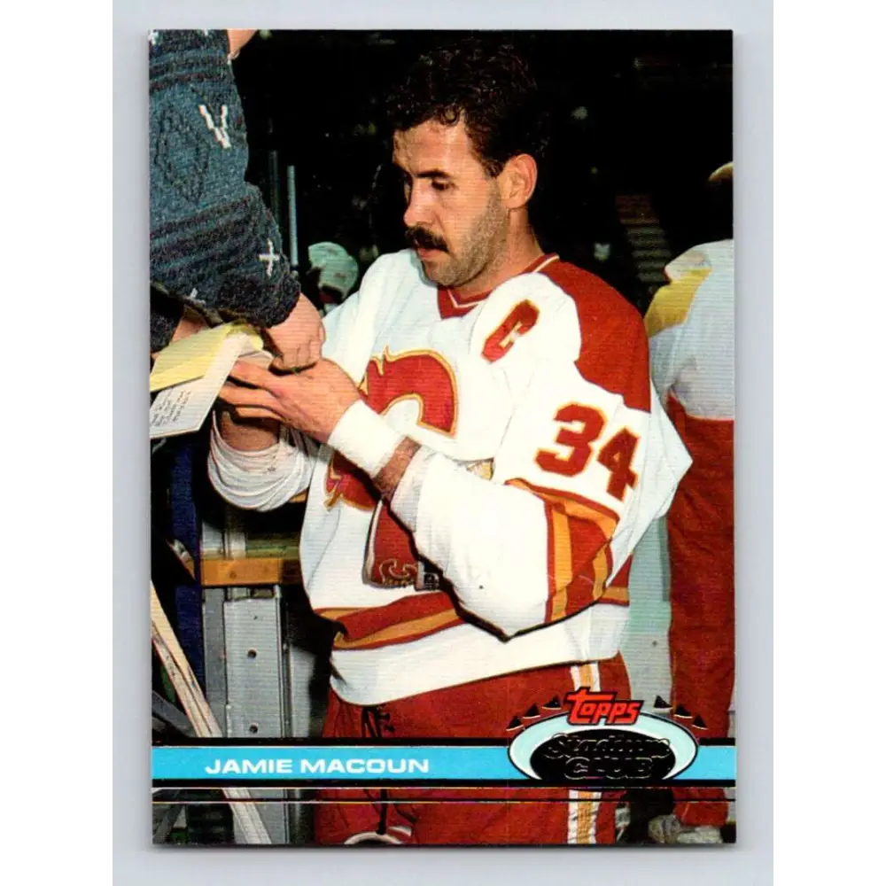 1991-92 Topps Stadium Club #160 Jamie Macoun NM-MT Calgary Flames Hockey Card Image 1