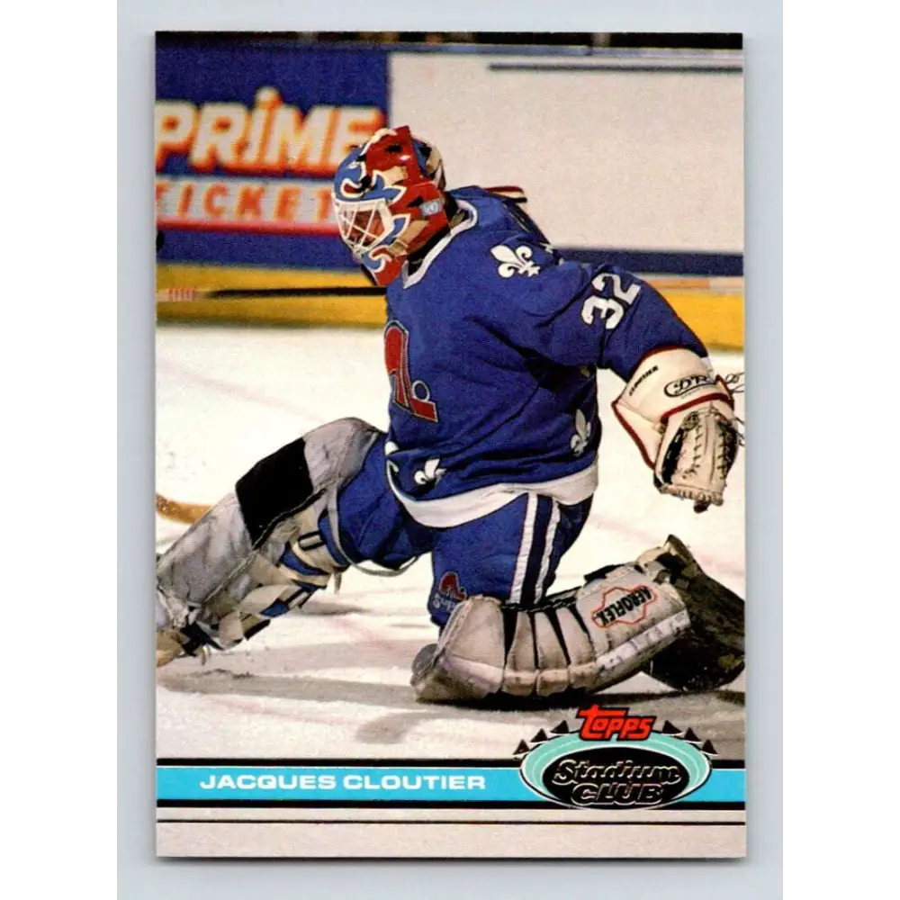 1991-92 Topps Stadium Club #166 Jacques Cloutier NM-MT Quebec Nordiques Hockey Card Image 1