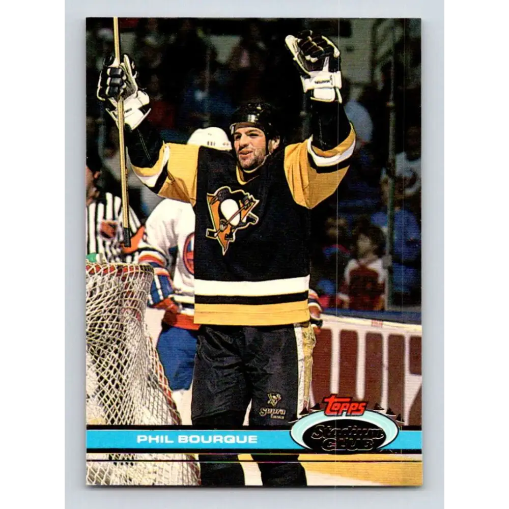 1991-92 Topps Stadium Club #168 Phil Bourque NM-MT Pittsburgh Penguins Hockey Card Image 1