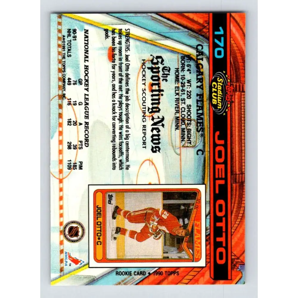 1991-92 Topps Stadium Club #170 Joel Otto NM-MT Calgary Flames Hockey Card Image 2