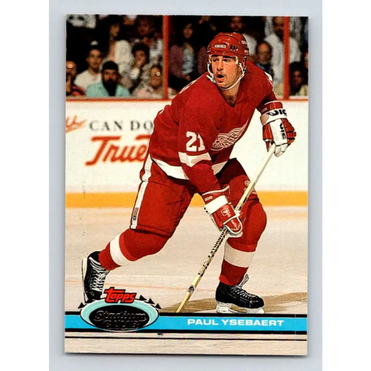 1991-92 Topps Stadium Club #171 Paul Ysebaert UER NM-MT Detroit Red Wings Hockey Card Image 1