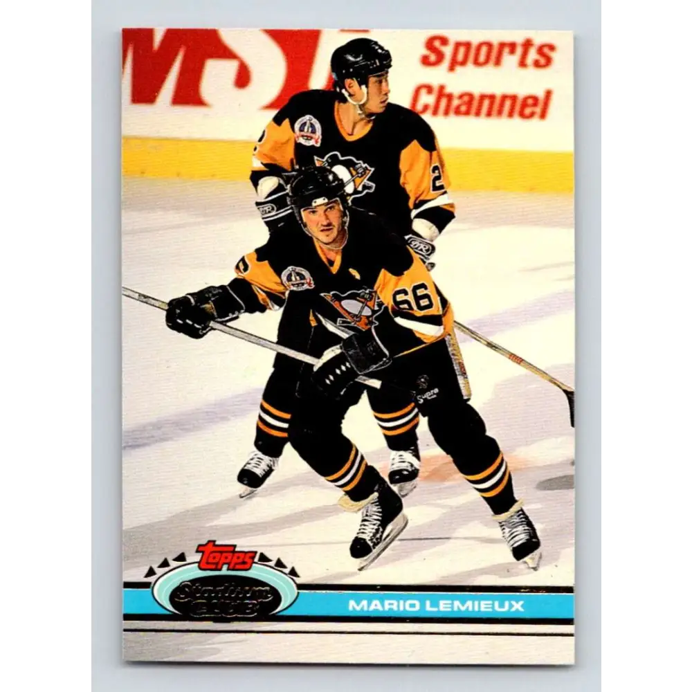 1991-92 Topps Stadium Club #174 Mario Lemieux NM-MT Pittsburgh Penguins Hockey Card Image 1
