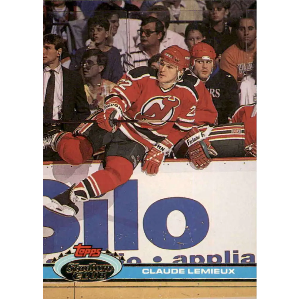 1991-92 Topps Stadium Club #18 Claude Lemieux NM-MT New Jersey Devils Hockey Card Image 1
