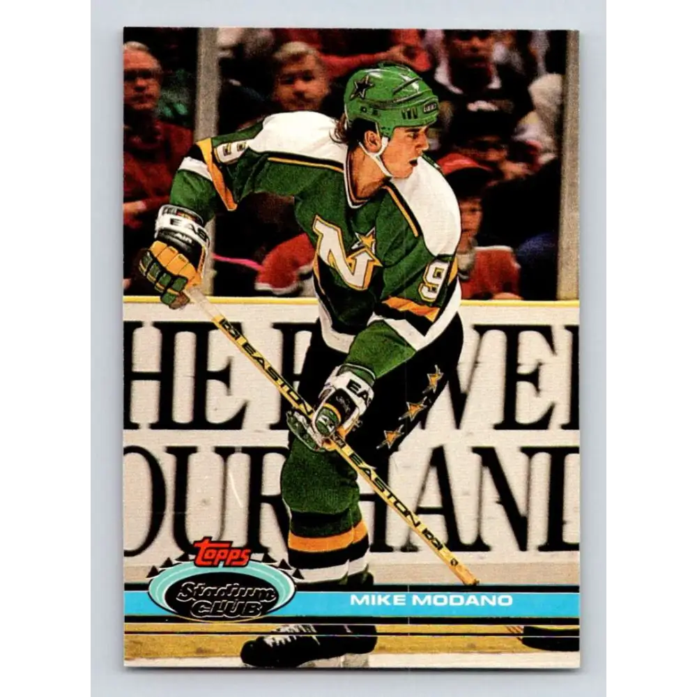1991-92 Topps Stadium Club #187 Mike Modano NM-MT Minnesota North Stars Hockey Card Image 1