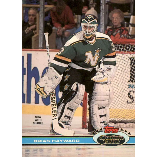 1991-92 Topps Stadium Club #19 Brian Hayward NM-MT San Jose Sharks Hockey Card Image 1