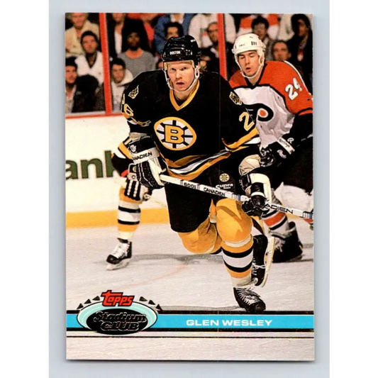 1991-92 Topps Stadium Club #190 Glen Wesley NM-MT Boston Bruins Hockey Card Image 1
