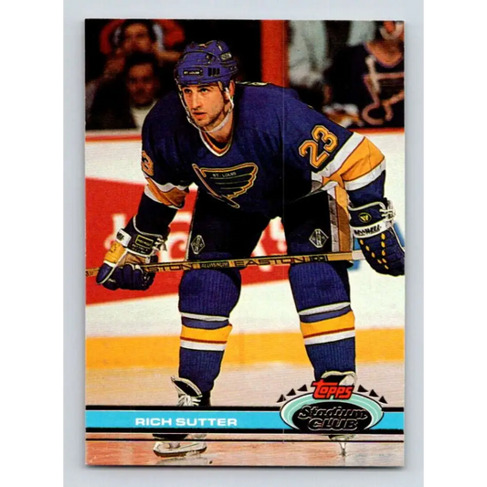 1991-92 Topps Stadium Club #192 Rich Sutter NM-MT St. Louis Blues Hockey Card Image 1