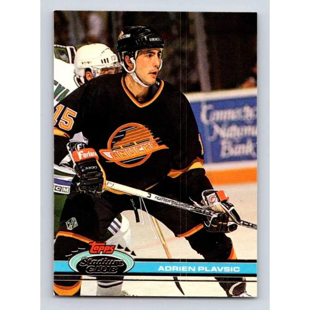 1991-92 Topps Stadium Club #196 Adrien Plavsic NM-MT Vancouver Canucks Hockey Card Image 1