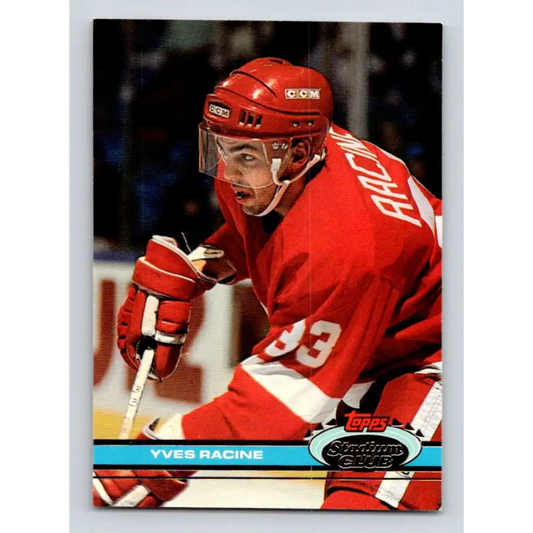 1991-92 Topps Stadium Club #198 Yves Racine NM-MT Detroit Red Wings Hockey Card Image 1