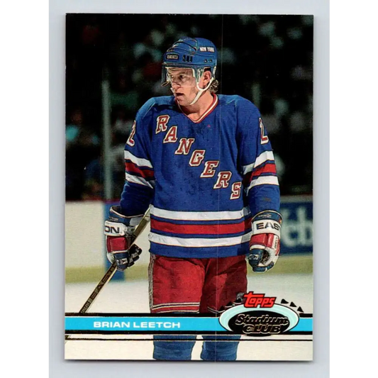 1991-92 Topps Stadium Club #201 Brian Leetch NM-MT New York Rangers Hockey Card Image 1