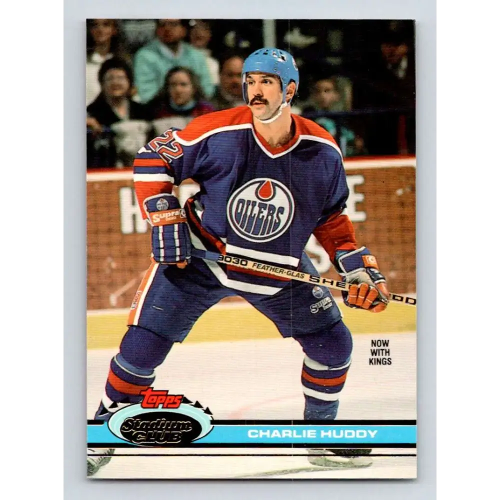 1991-92 Topps Stadium Club #203 Charlie Huddy NM-MT Los Angeles Kings Hockey Card Image 1