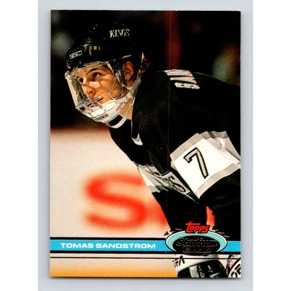 1991-92 Topps Stadium Club #209 Tomas Sandstrom NM-MT Los Angeles Kings Hockey Card Image 1