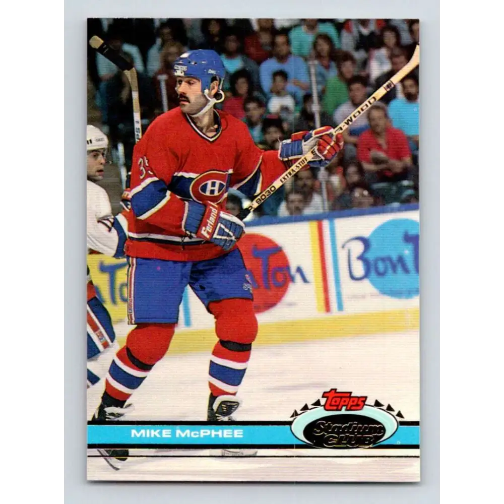 1991-92 Topps Stadium Club #210 Mike McPhee NM-MT Montreal Canadiens Hockey Card Image 1