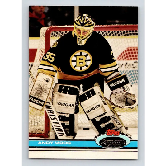 1991-92 Topps Stadium Club #211 Andy Moog NM-MT Boston Bruins Hockey Card Image 1