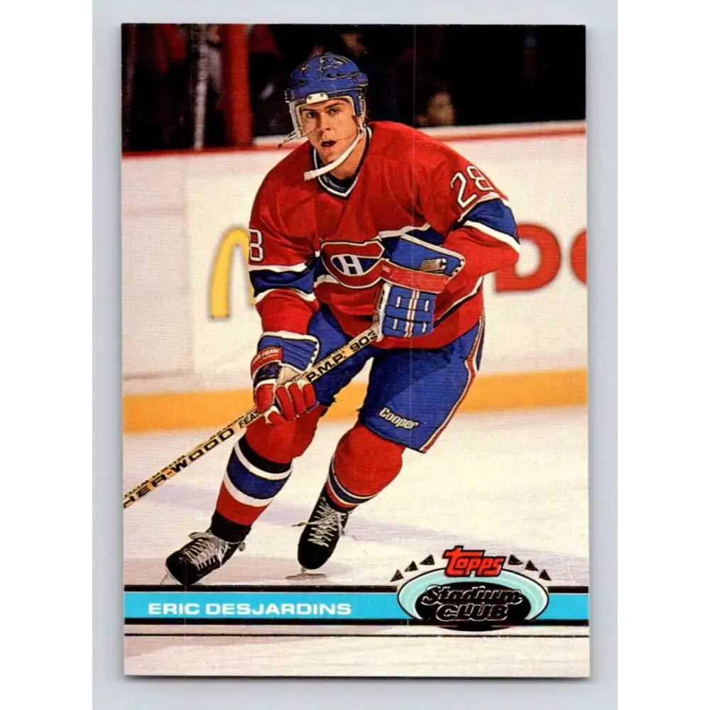 1991-92 Topps Stadium Club #214 Eric Desjardins NM-MT Montreal Canadiens Hockey Card Image 1