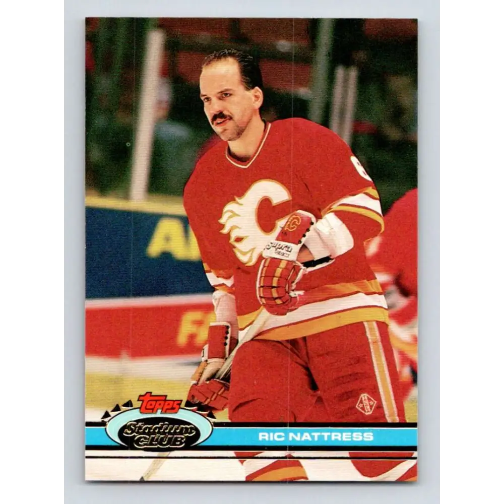 1991-92 Topps Stadium Club #217 Ric Nattress NM-MT Calgary Flames Hockey Card Image 1