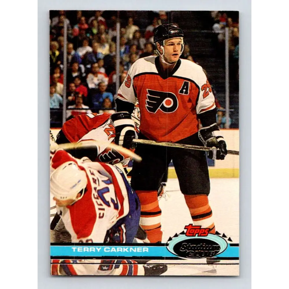 1991-92 Topps Stadium Club #219 Terry Carkner NM-MT Philadelphia Flyers Hockey Card Image 1